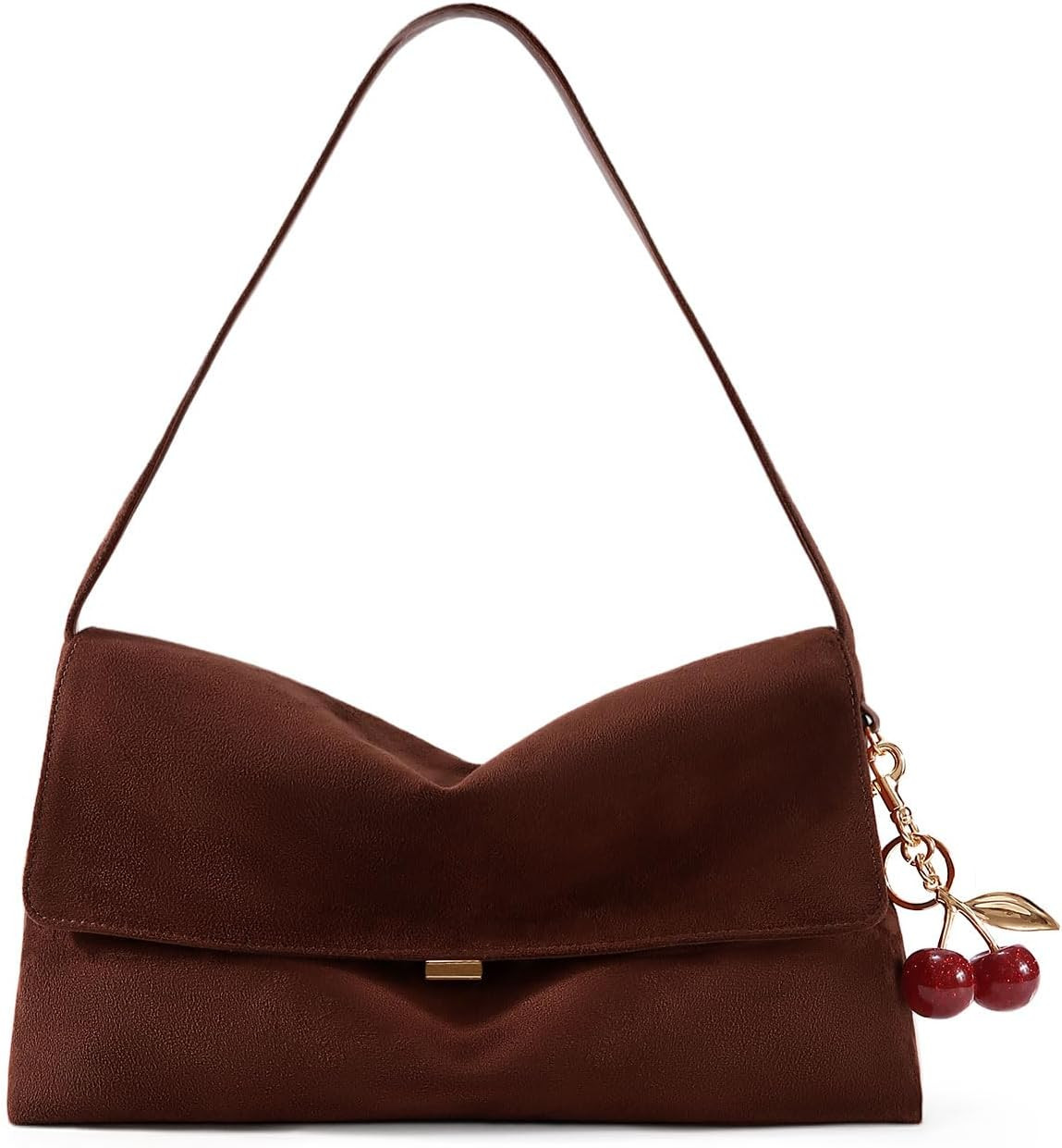 Lushandy Brown Suede Purse Faux Suede Shoulder Bag 36 Flap Slouchy Hobo Bag | Amazon (US)