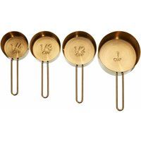 Set of 4 Gold Finish Measuring Cups Baking Kitchen Cooking Cups 9 x 5 x 16 - Premier Housewares | ManoMano UK