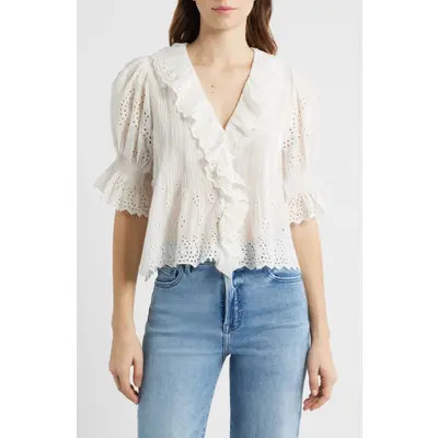 DÔEN Henri Organic Cotton Voile Top in Salt at Nordstrom, Size X-Large | Nordstrom