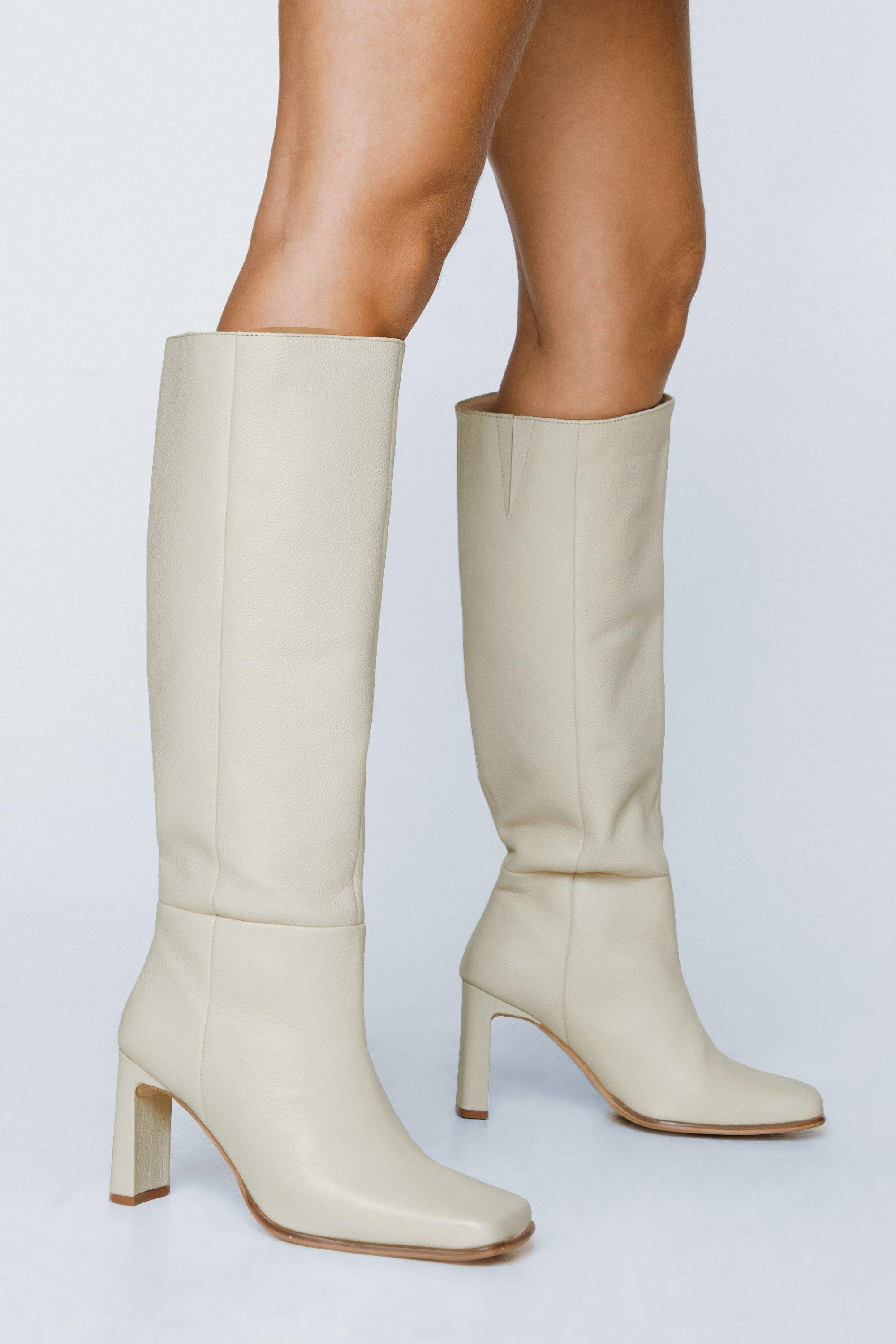 Leather Square Toe Knee High Boots | Nasty Gal UK (+IE)