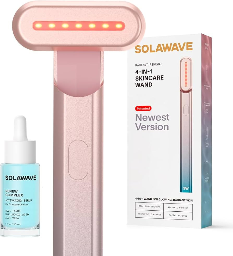 Solawave 4-in-1 Radiant Renewal Wand and Serum Bundle, Face Skincare Wand with Facial Massager, F... | Amazon (US)