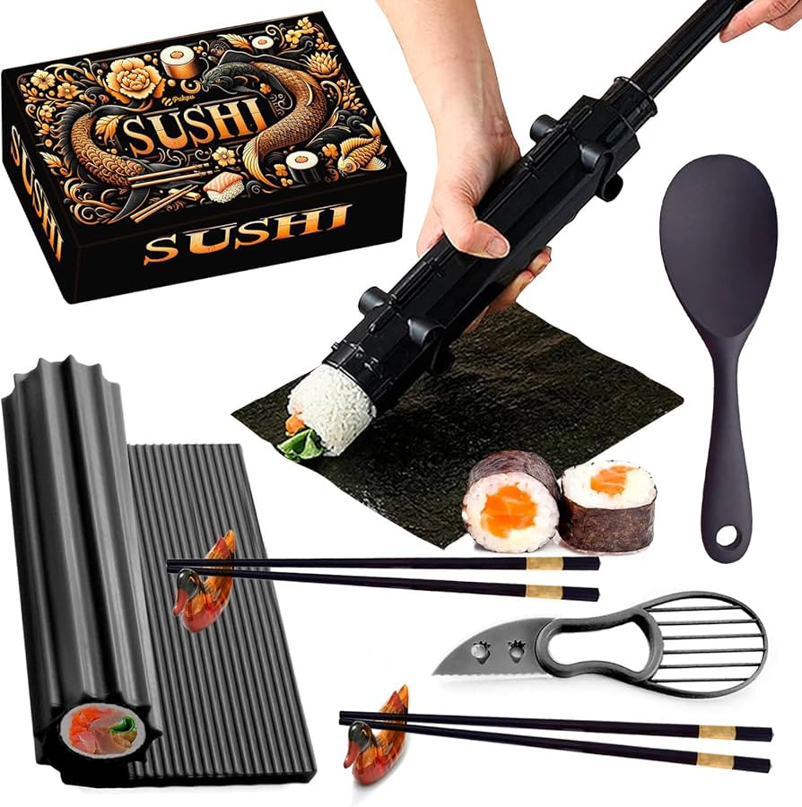 Sushi Set zum Selbermachen – Sushi Maker Set mit Bazooka, Maki Roller und Formen, DIY Sushi Sta... | Amazon (DE)