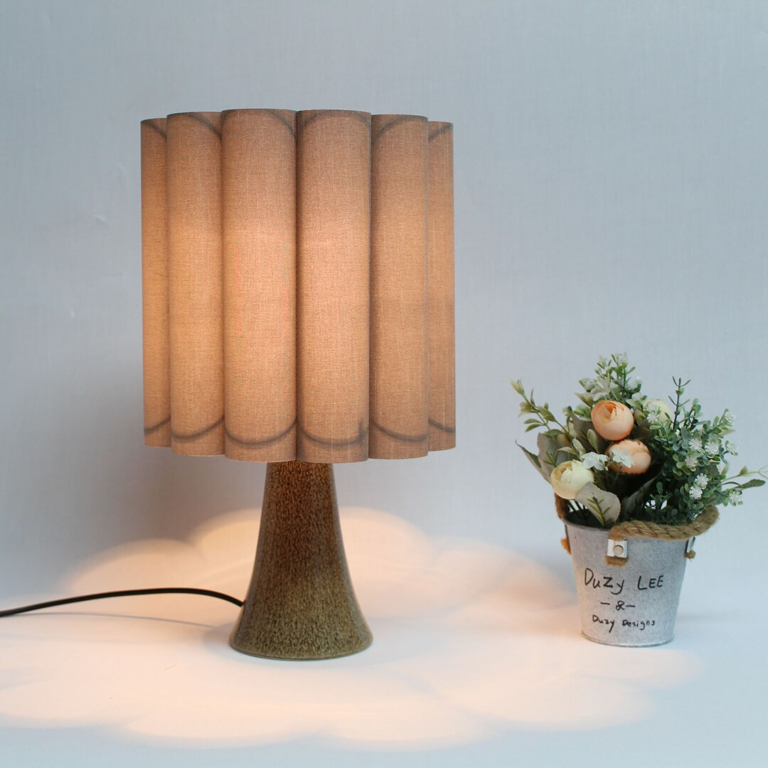 Duzy New Light Gray Fabric and Acrylic Skirt Shape Ceramic Table Lamp for Home Furnishing-79,110-... | Etsy (US)