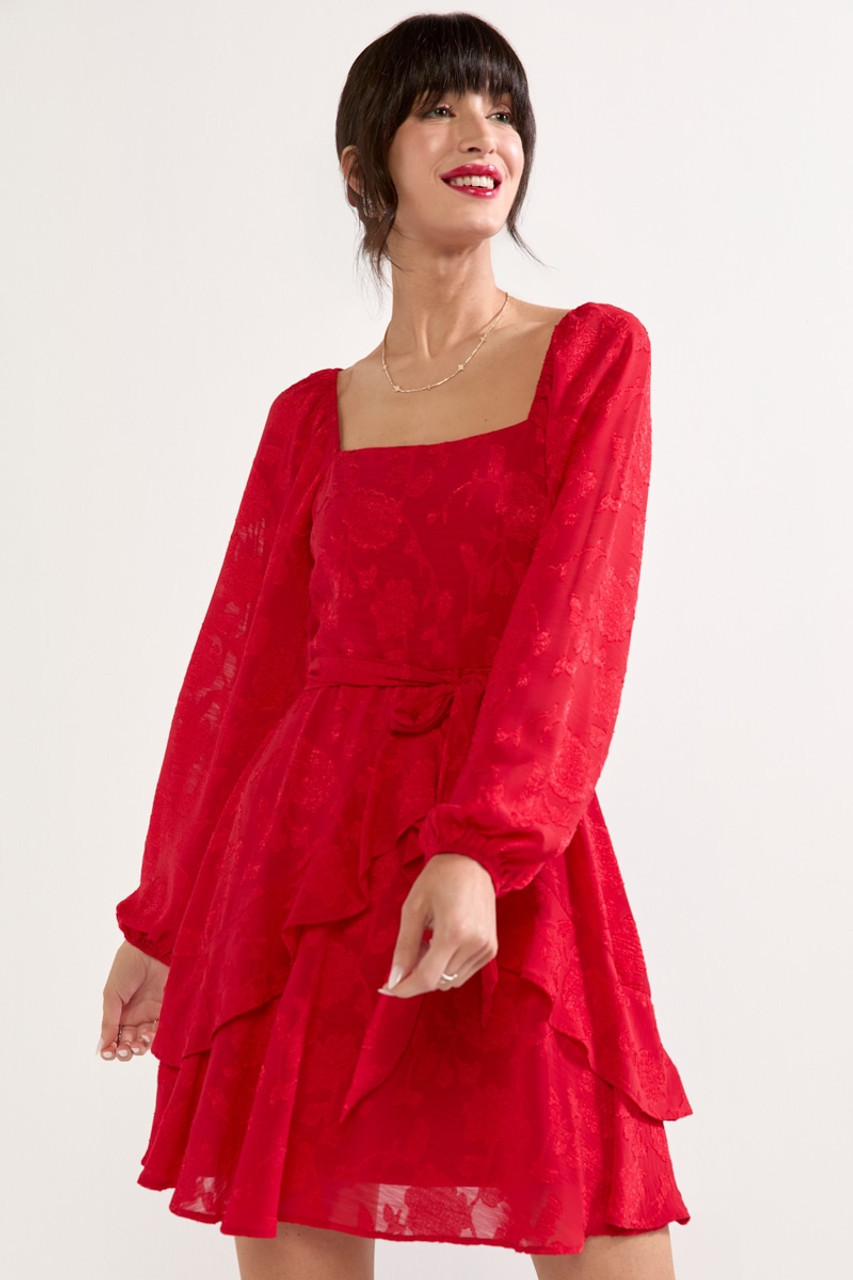 Brandie Tie Waist Long Sleeve Mini Dress | Francesca's