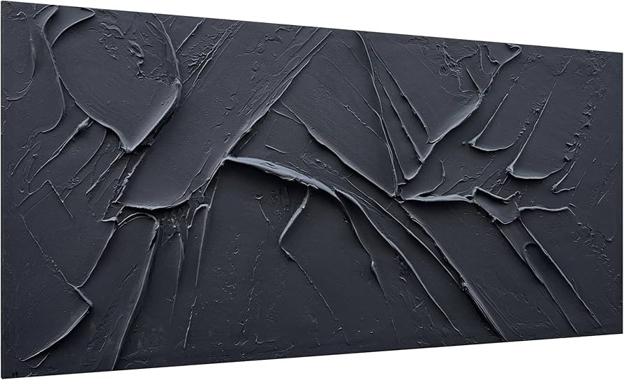 NANKAI Hand-Painted Thick Texture Black Minimalist Oil Painting 30x60 Inch Large Contemporary Art... | Amazon (US)