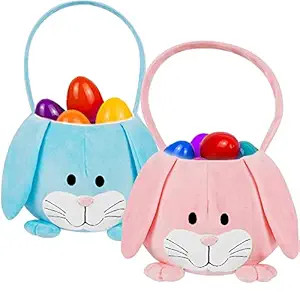DR.DUDU 2 Pcs Easter Bunny Basket, Personalized Easter Basket for Egg Hunting, Fluffy Rabbit Cute... | Amazon (US)