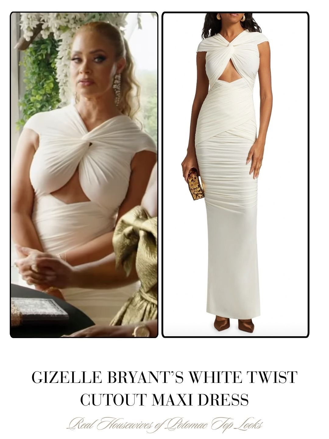 Gizelle Bryant’s White Twist Cutout Maxi Dress