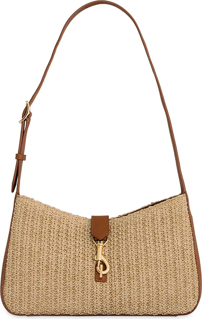 Small Megan Woven Straw & Leather Shoulder Bag | Nordstrom