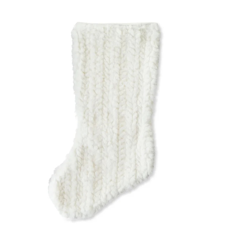 White Fur Christmas Stocking, 20 inch, .13 Pounds, by My Texas House | Walmart (US)