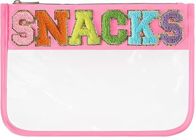 DYSHAYEN Chenille Letter Clear Zipper Pouch for Travel,Nylon Clear Cosmetic Bag,Makeup Travel Bag... | Amazon (US)