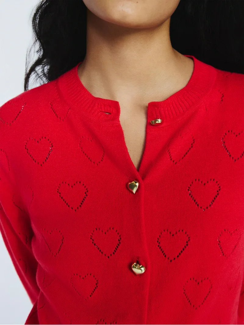 Free Assembly Women's and Women's Plus Heart Cardigan Sweater with Long Sleeves, Lightweight, Siz... | Walmart (US)