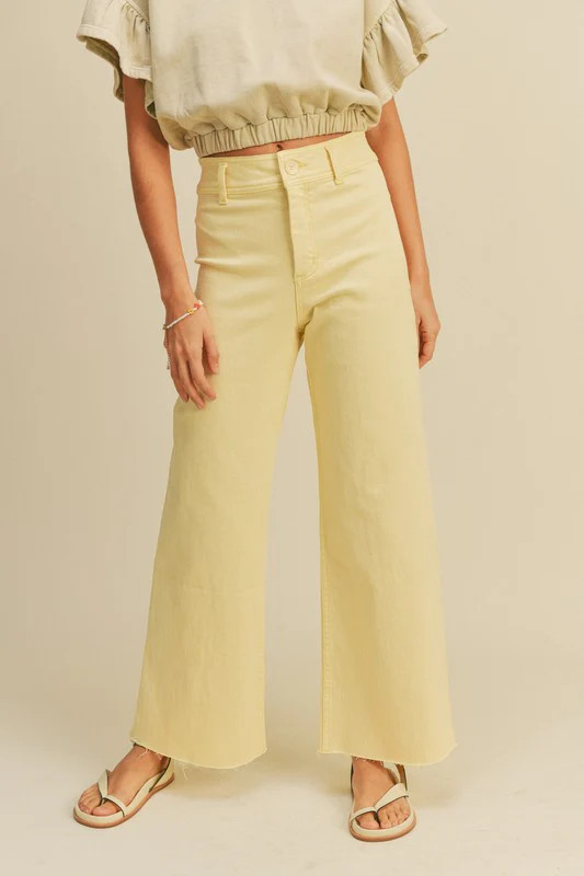Lindi Straight Wide Leg Pants - Butter Yellow | Benaar La