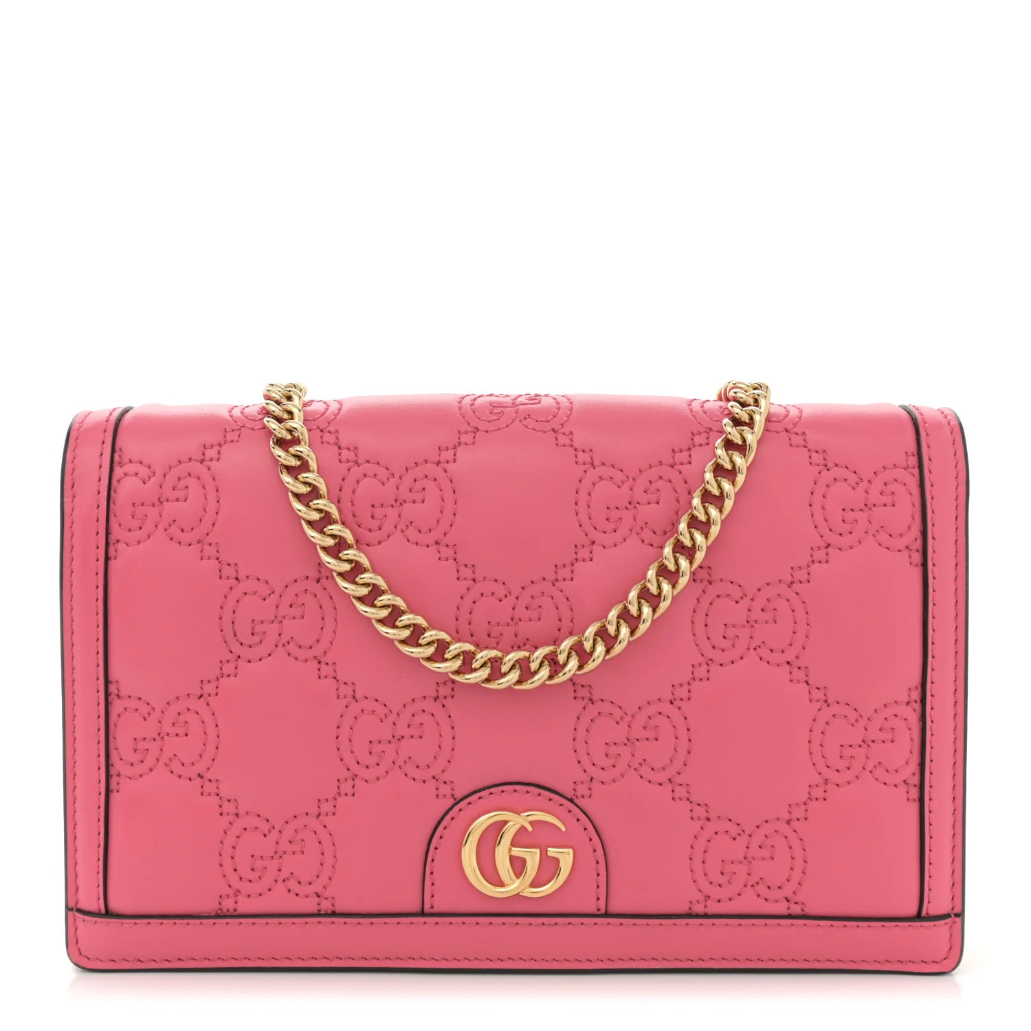Calfskin GG Matelasse Chain Wallet Rhodamine Pink | FASHIONPHILE (US)