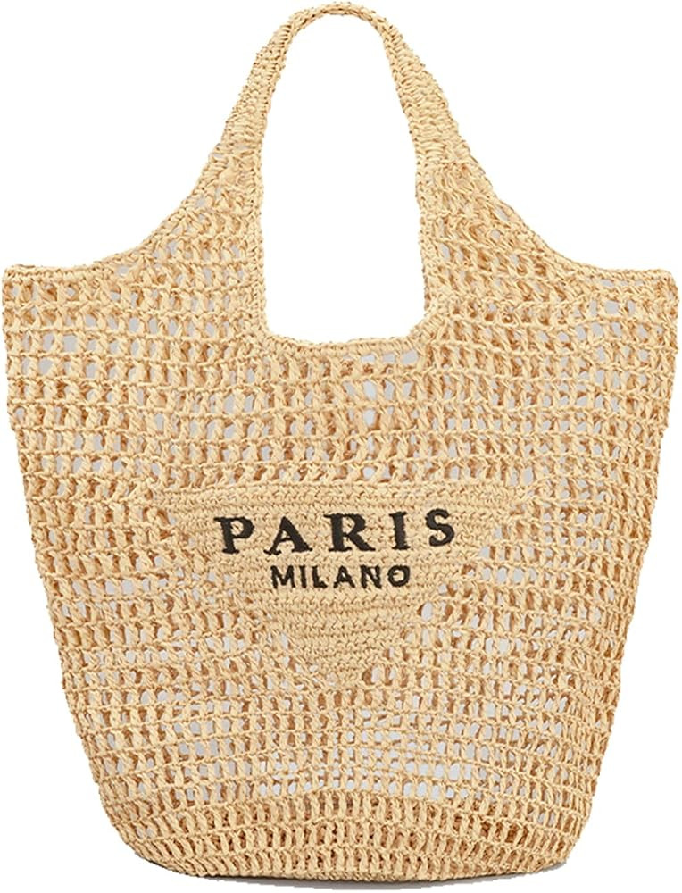 POOOPSSD New Woven Bag, Straw Mesh Tote Bag, Beach, Shoulder Bag, Hobo Women, Foldable Large Capa... | Amazon (US)
