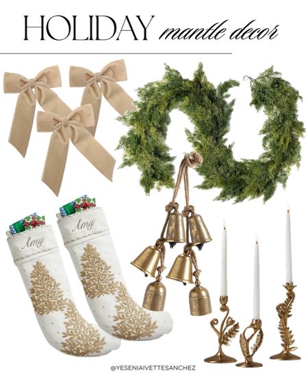 mantle decor, holiday decor, wreath, stockings, bells, bows, garland, Ballard designs, wayfair, Anthropologie, world market, grandmillenial, antique, vintage, home decor 

#LTKhome #LTKGiftGuide #LTKHoliday