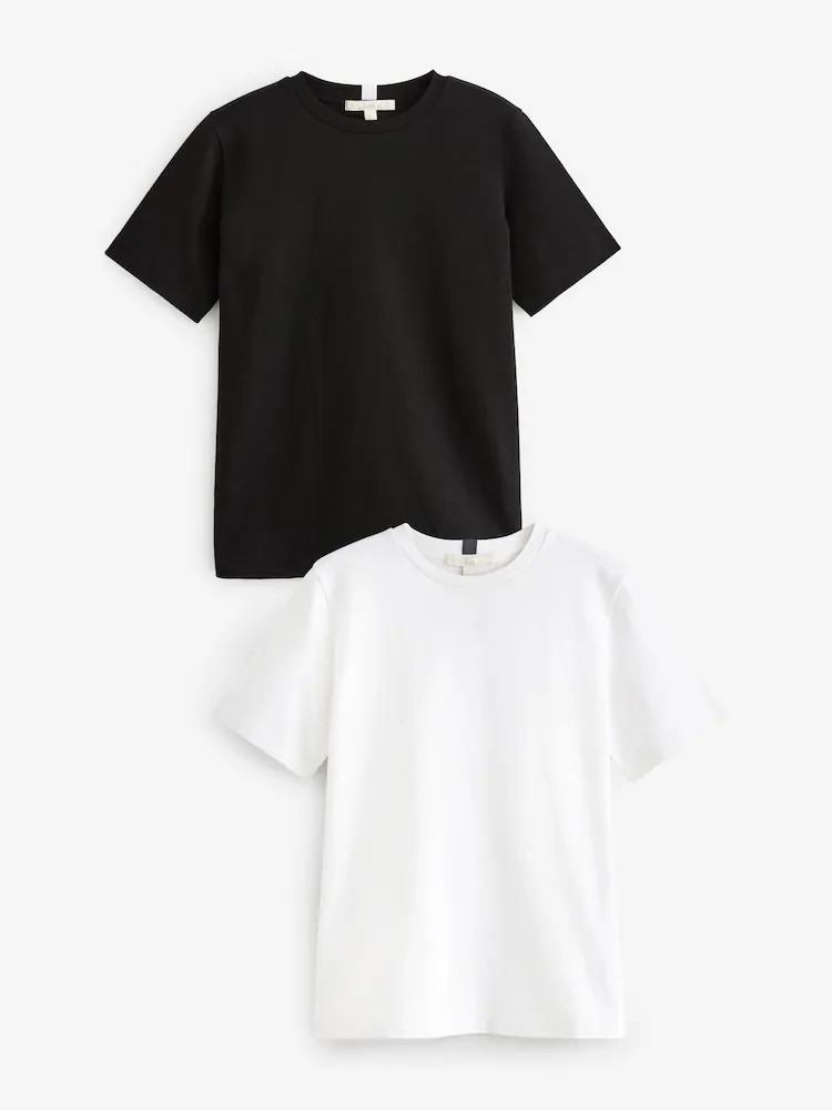 Black/White Short Sleeve Heavyweight T-Shirts 2 Pack | Next EU