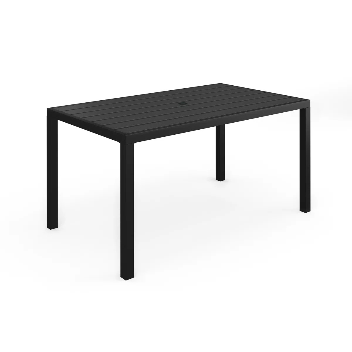 Martha Stewart Lily Pond 60" All-Weather Steel Frame Patio Table With Slatted Top And Umbrella Ho... | Wayfair North America