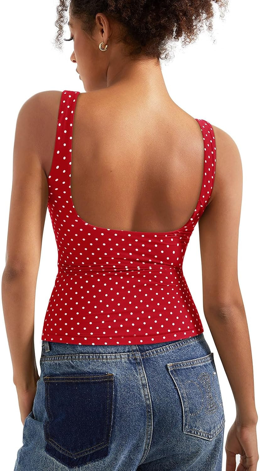 SUUKSESS Women Padded Open Back Boat Neck Tank Top Double Lined Basic Shirt | Amazon (US)