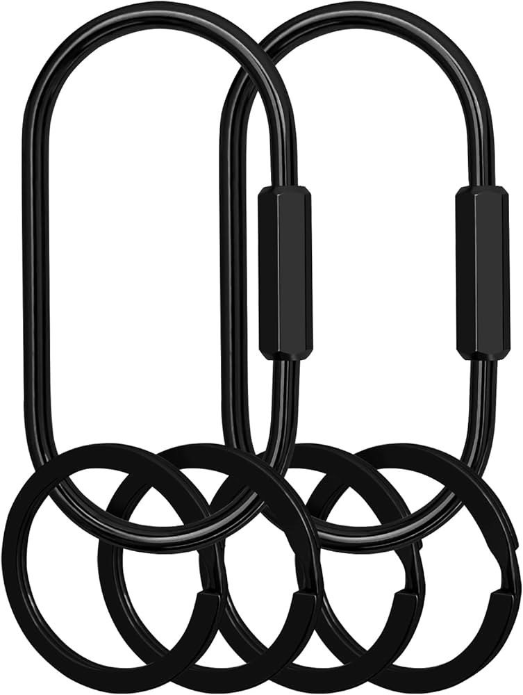 Key Chain, Brass Key Rings 2 Pack Screw Lock Key Organizer with 4 Rings Carabiner Keychain Clip f... | Amazon (US)