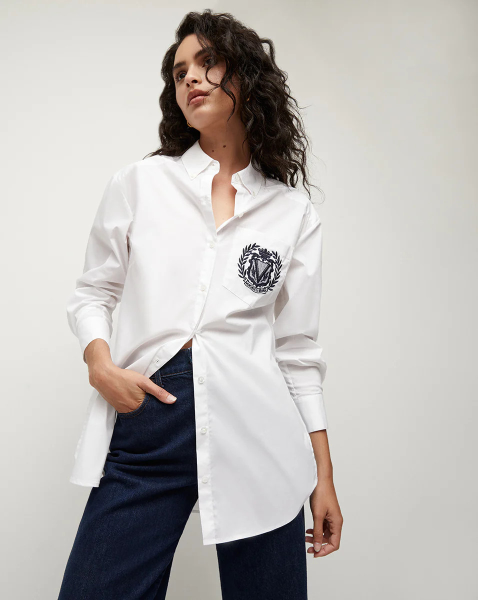 Lloyd Button-Down Top | Logo Crest | Veronica Beard