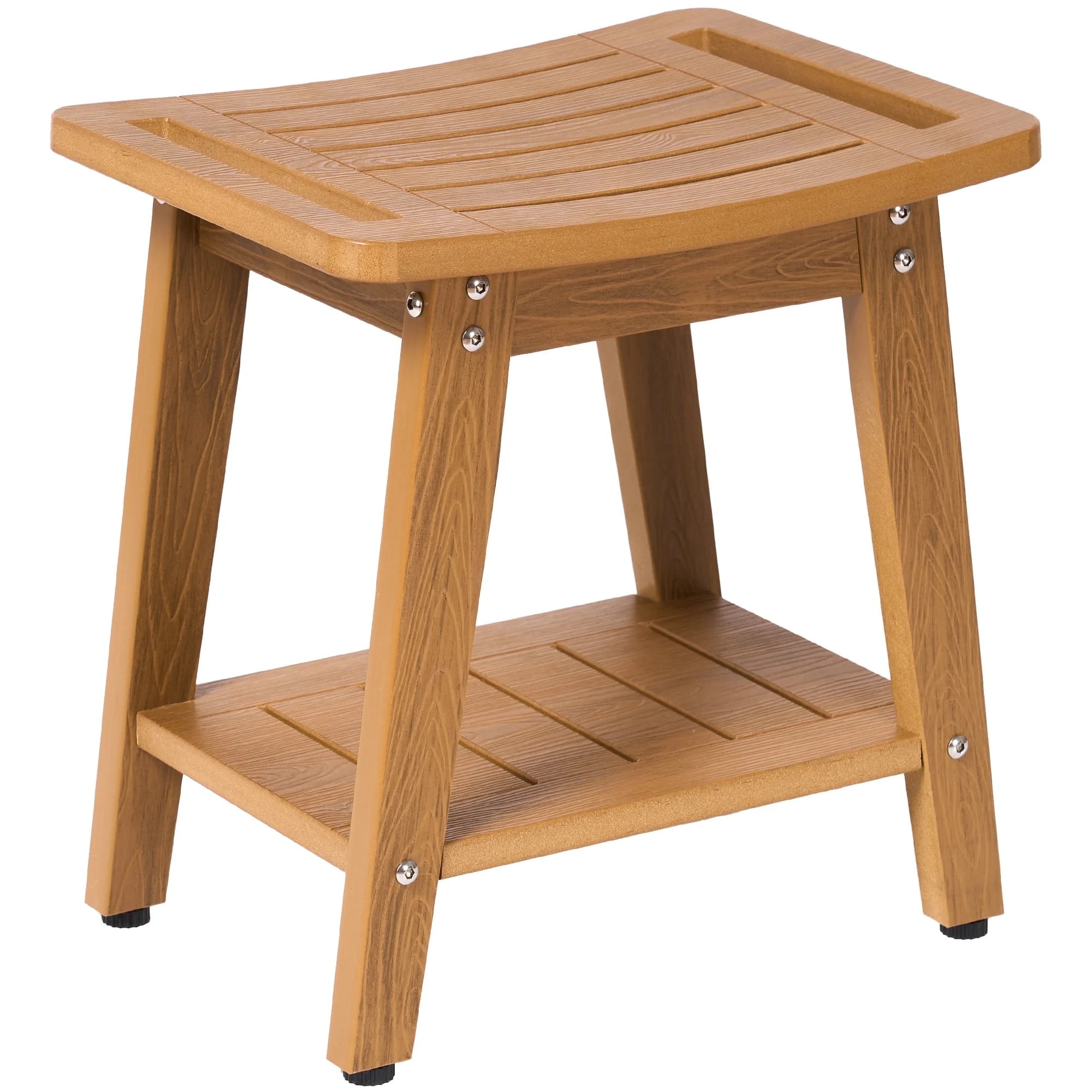 Naipo Shower Stool With Storage Shelf, Handle, Adjustable Feet, Non-Slip HDPS Shower Bench for Se... | Walmart (US)