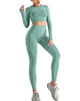 Amazon.com: Toplook Women Seamless Workout Outfits Athletic Set Leggings + Long Sleeve Top (Ligth... | Amazon (US)