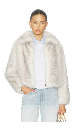 Adrienne Landau Katrina Jacket in Ivory. - size L | Revolve Clothing (Global)