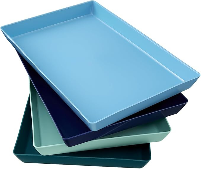 US Acrylic Coastal Plastic Serving Trays (Set of 4) 15” x 10” | Large Unbreakable Reusable Re... | Amazon (US)