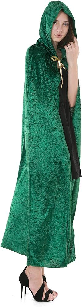 Spooktacular Creations Hooded Velvet Cloak Halloween Women Witch Cape Costume Accessory | Amazon (US)