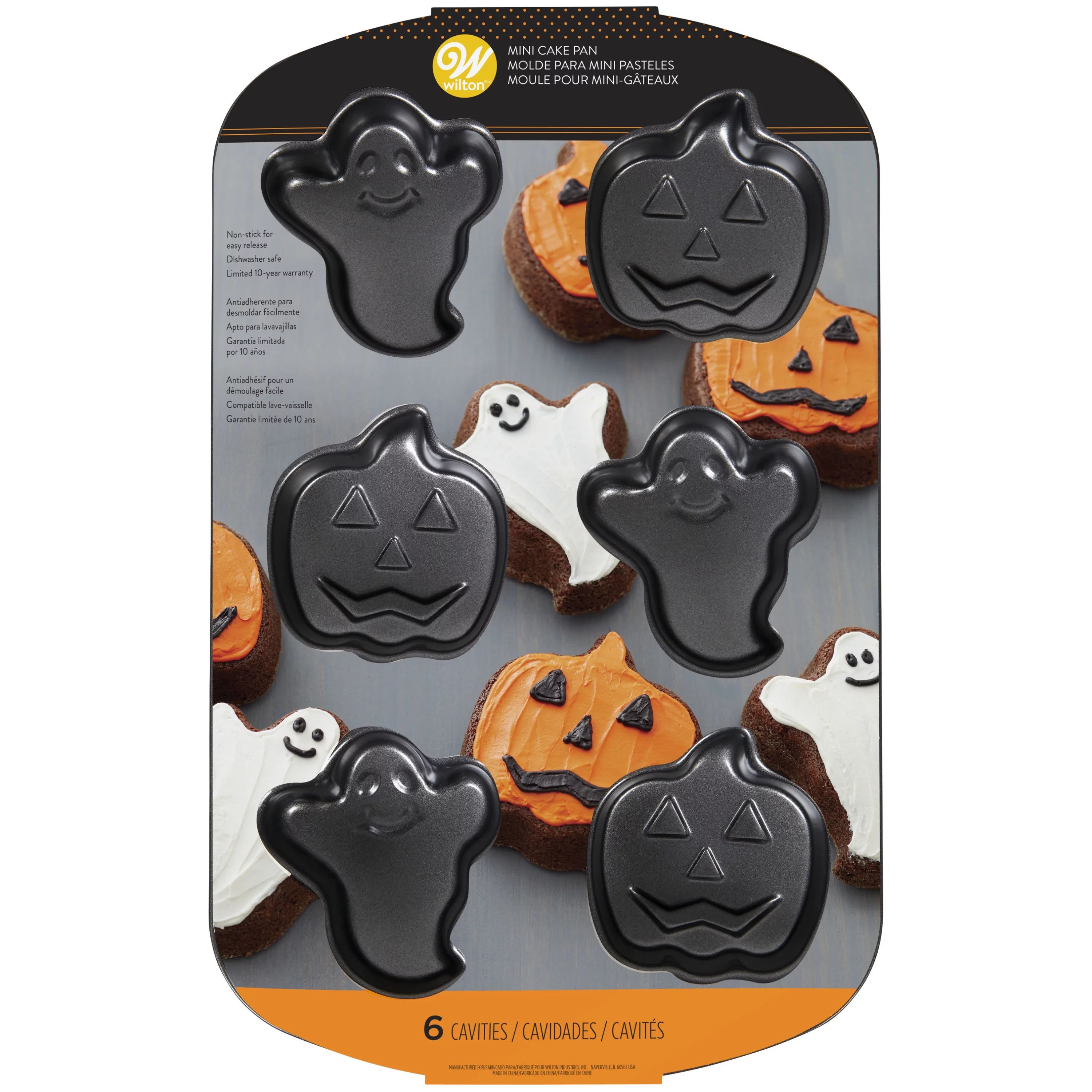 Wilton Halloween Ghost and Pumpkin Mini Cake Pan, 6-Cavity | Walmart (US)