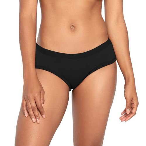 The Period Company Brushed Microfiber Absorbent Bikini Period Underwear for Women Medium Flow — Super-Absorbent Menstrual Panties & Leak Resistant Period Panties | Organic Cotton Gusset | Black - S | Amazon (US)