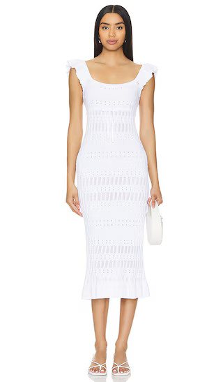 Gracie Midi Dress in Off White | Revolve Clothing (Global)