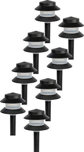 GreenLighting Paradise Low Voltage Landscape Pathway Lights - 2 Tier Outdoor Garden Lights - Easy, Simple Installation - Walkway, Lawn, Landscape Lighting (Black, 8 Pack) | Amazon (US)