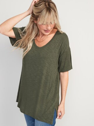 Oversized Luxe Slub-Knit Tunic T-Shirt for Women | Old Navy (US)