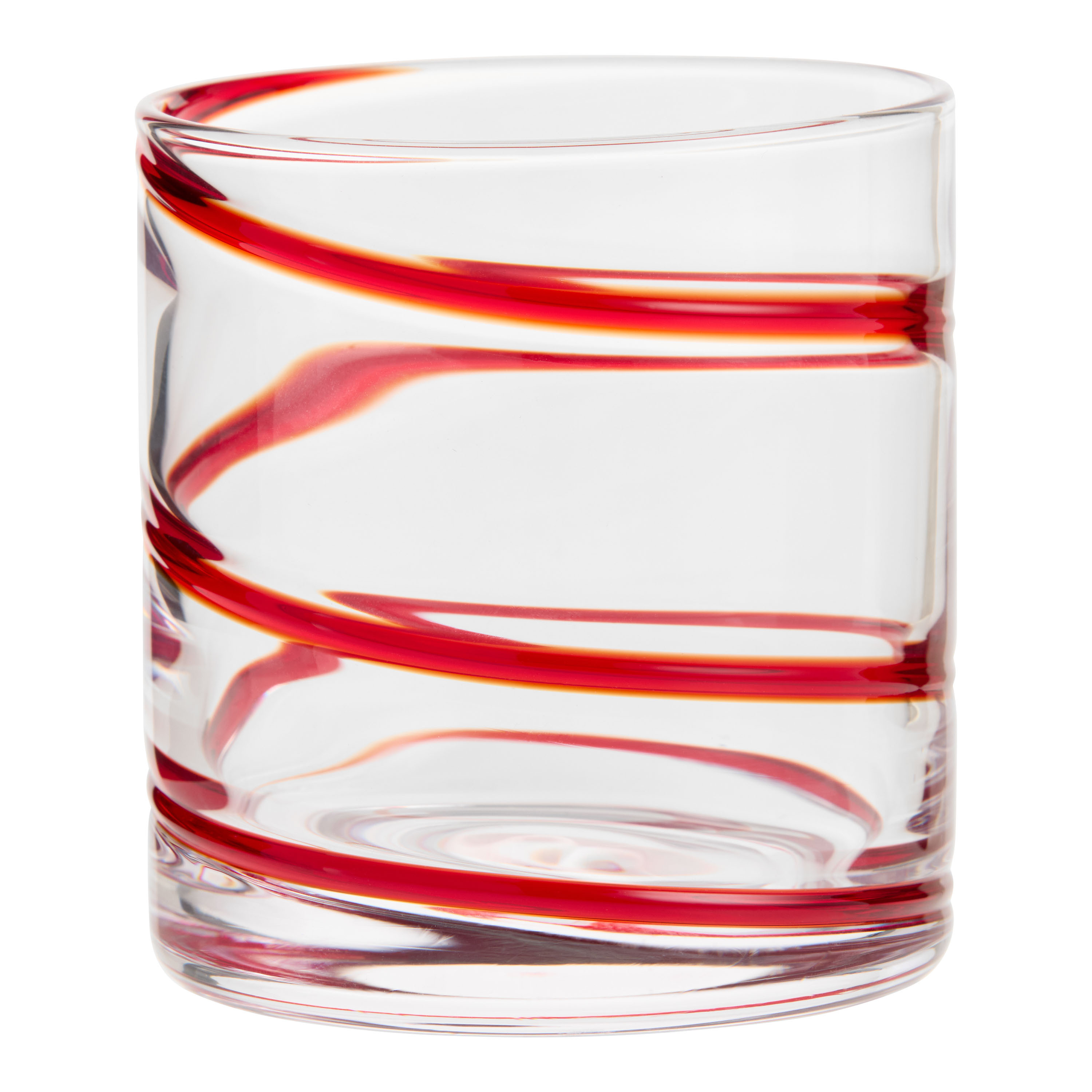 Red Swirl Handcrafted Double Old Fashioned Glass | World Market