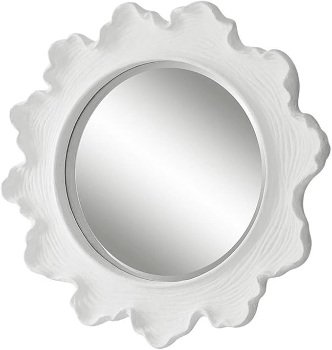 MAKLAINE Sea Coral Round Coastal Resin Glass and MDF Mirror in White | Amazon (US)