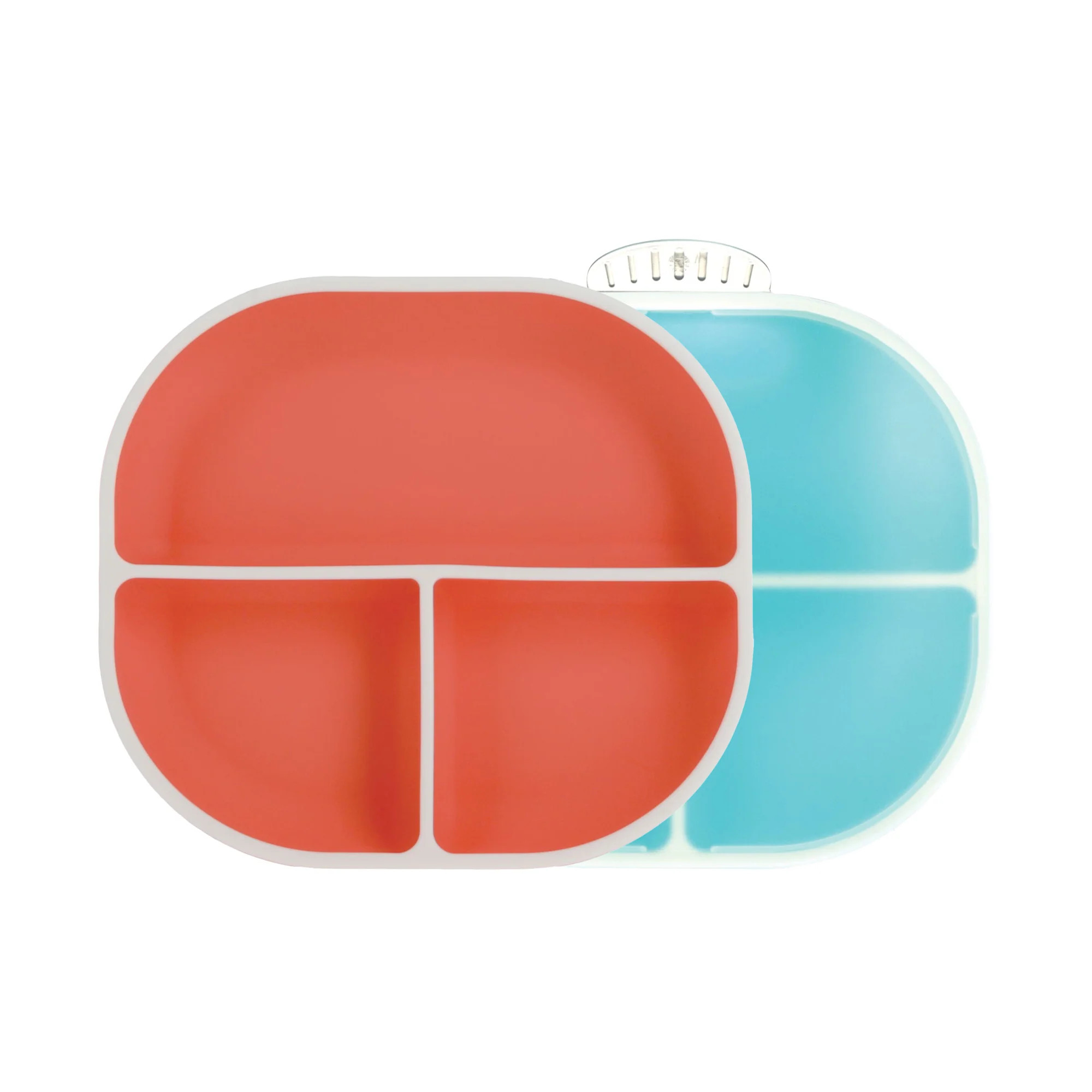 Rectangular Silicone Suction Plate (2 Pack) | Coral / Aqua | Nuby (US)