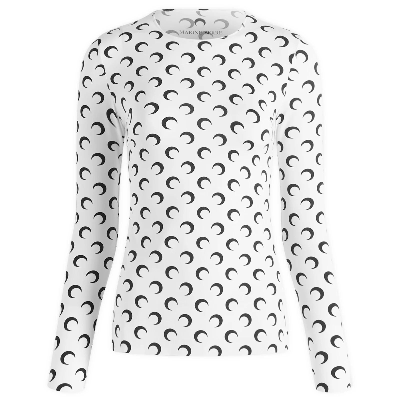 Marine Serre Women's Moon Printed Second Skin Crewneck Top in White, Size X-Large | END. Clothing