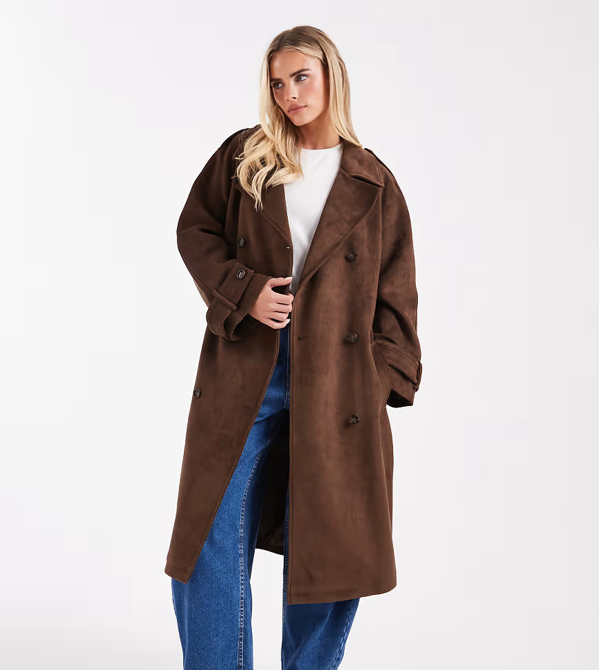 Gabardina marrón chocolate de antelina de Miss Selfridge Petite-Brown | ASOS (Global)