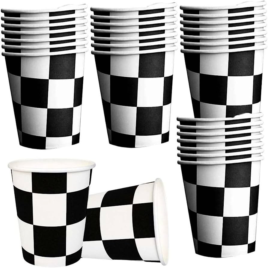 apofly Racing Party Cup Disposable Black White Checkered Paper Cup Birthday Cup for Racing Party ... | Amazon (UK)