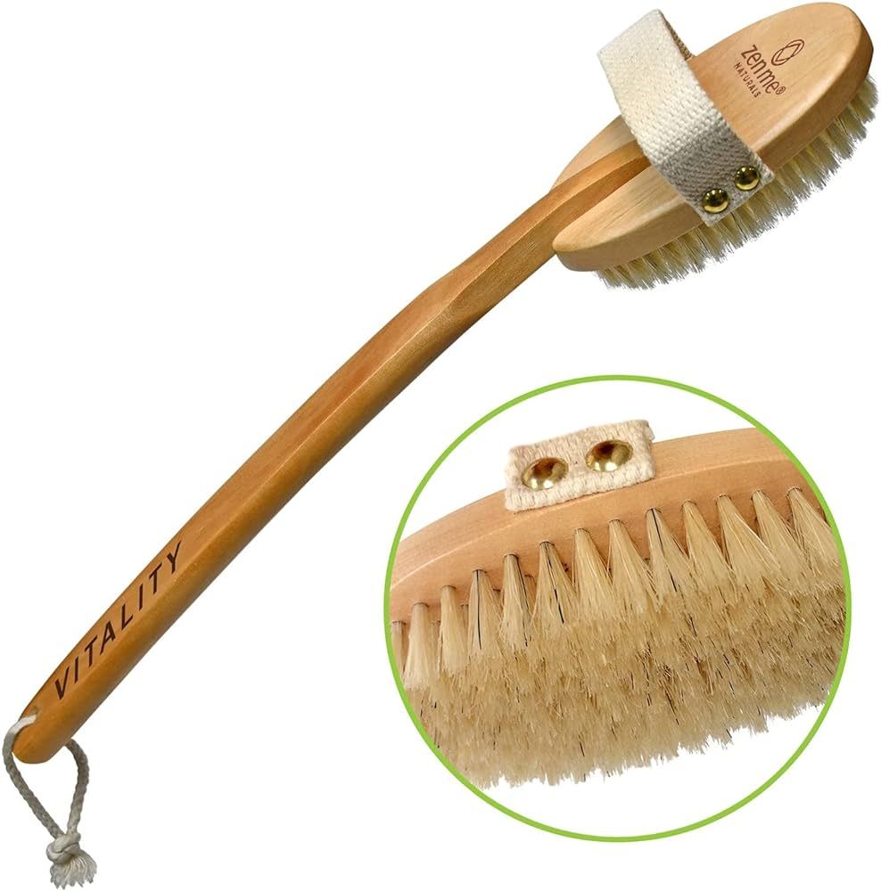 Zen Me Premium Boar Brush, Exfoliating Brush with Medium Firm Natural Bristles for Cellulite and ... | Amazon (US)