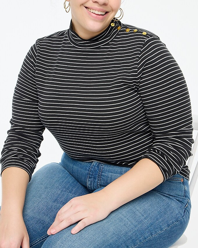 Striped mockneck ribbed top | J.Crew Factory