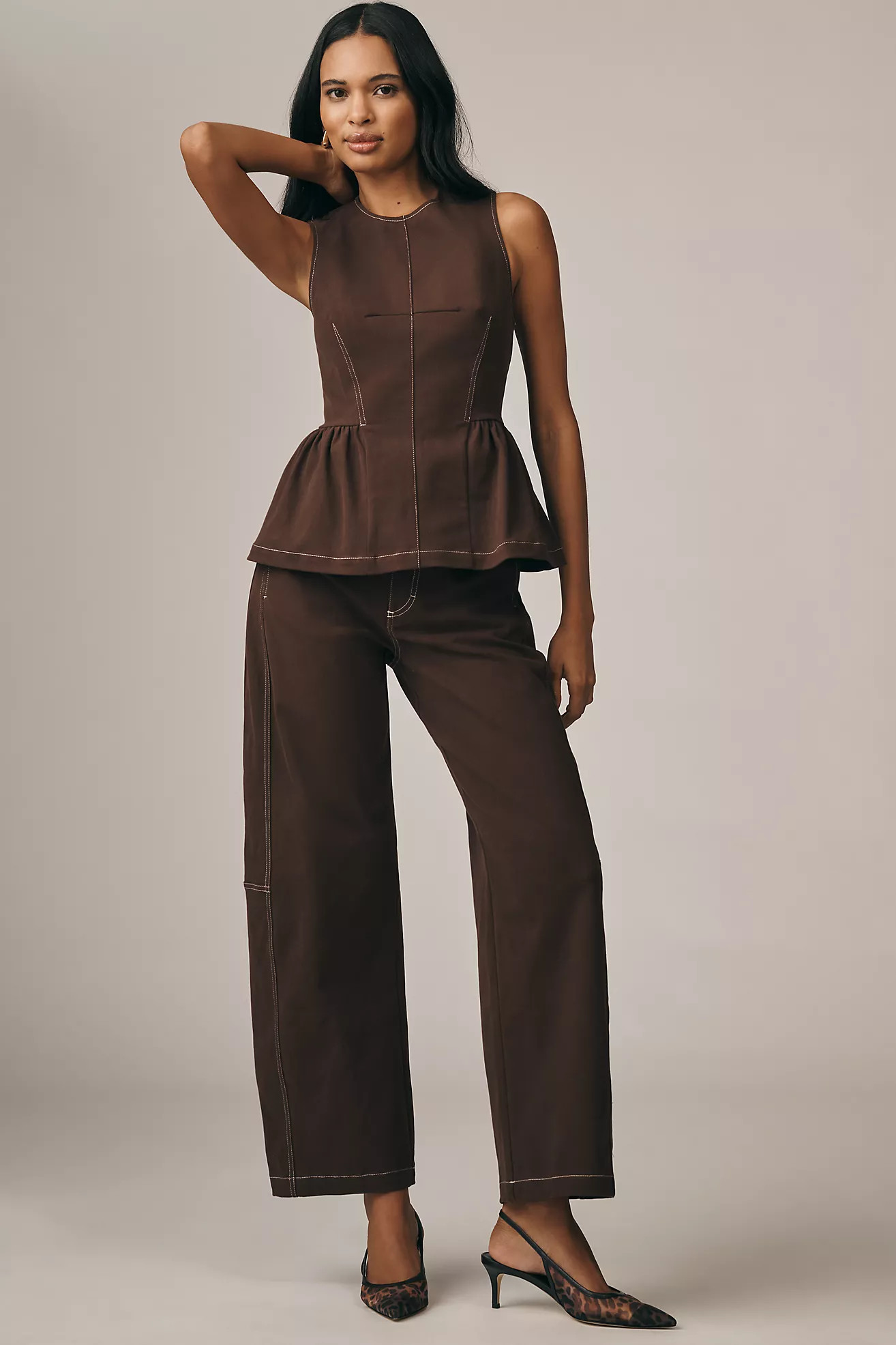 Maeve Crew-Neck Peplum Tank Top | Anthropologie (US)