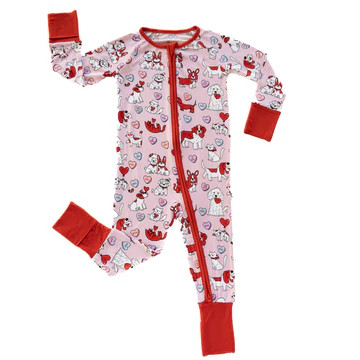 Pink Furever Valentines Bamboo Viscose Zippy | Little Sleepies