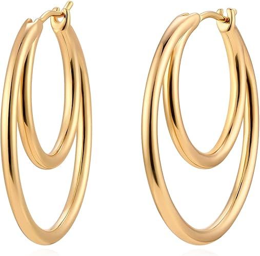 MYEARS Women Hoop Earrings Gold 14K Gold Filled Simple Handmade Hypoallergenic Everyday Jewelry | Amazon (US)