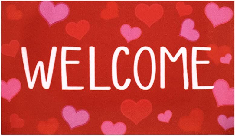 CiyvoLyeen Valentine's Day Welcome Doormat Red and Pink Heart Sweet Love Indoor Outdoor Entrance ... | Amazon (US)