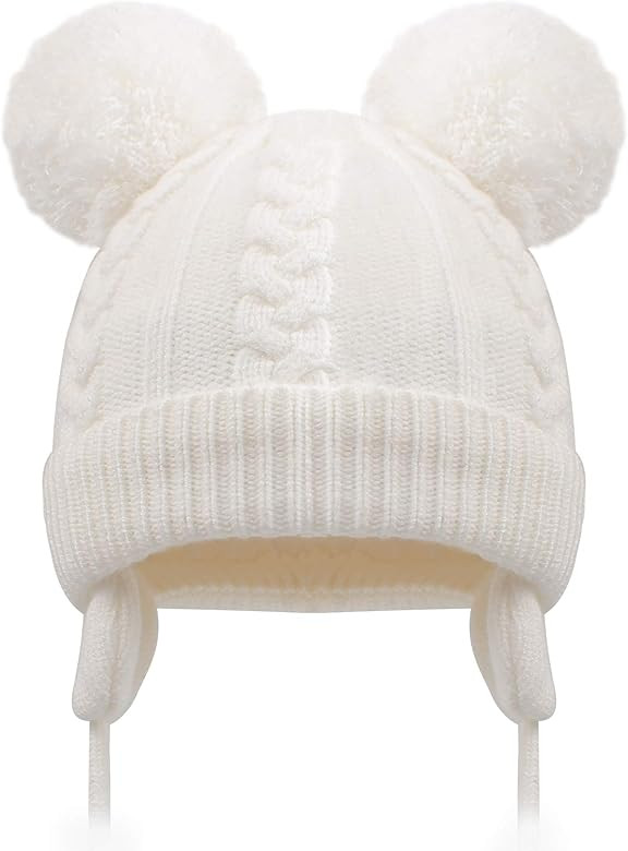 Duoyeree Toddler Winter Hat with Earflap Scarf Hood Thick Warm Kids Skull Cap for Baby Girls Boys | Amazon (US)