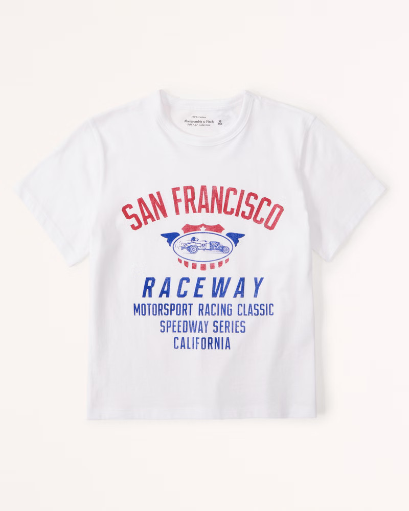 Short-Sleeve Graphic Skimming Tee | White Graphic Tee Outfit | Spring Outfits 2023 | Abercrombie Top | Abercrombie & Fitch (US)