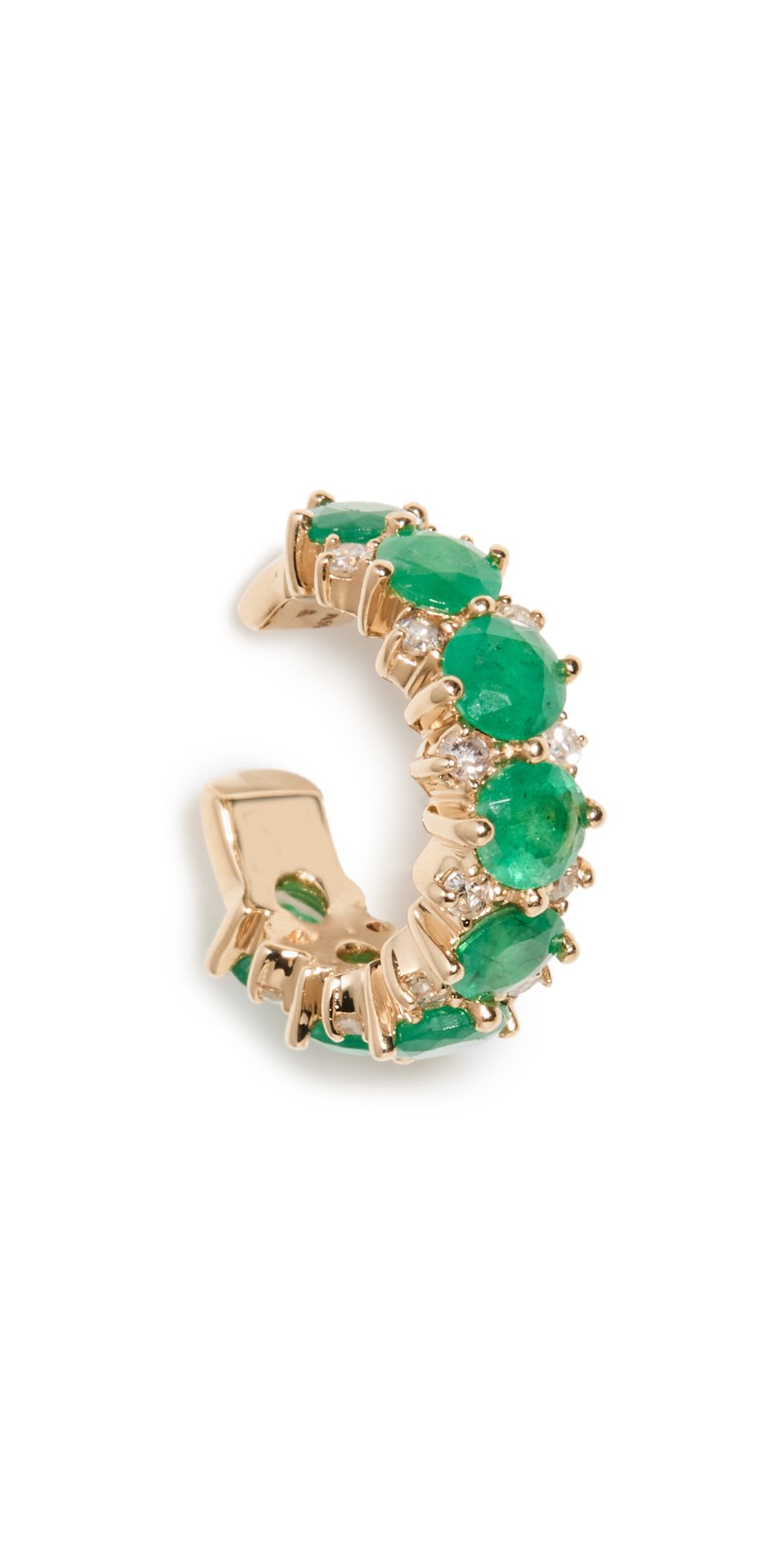 14k Emerald + Diamond Rounds Earcuff | Shopbop