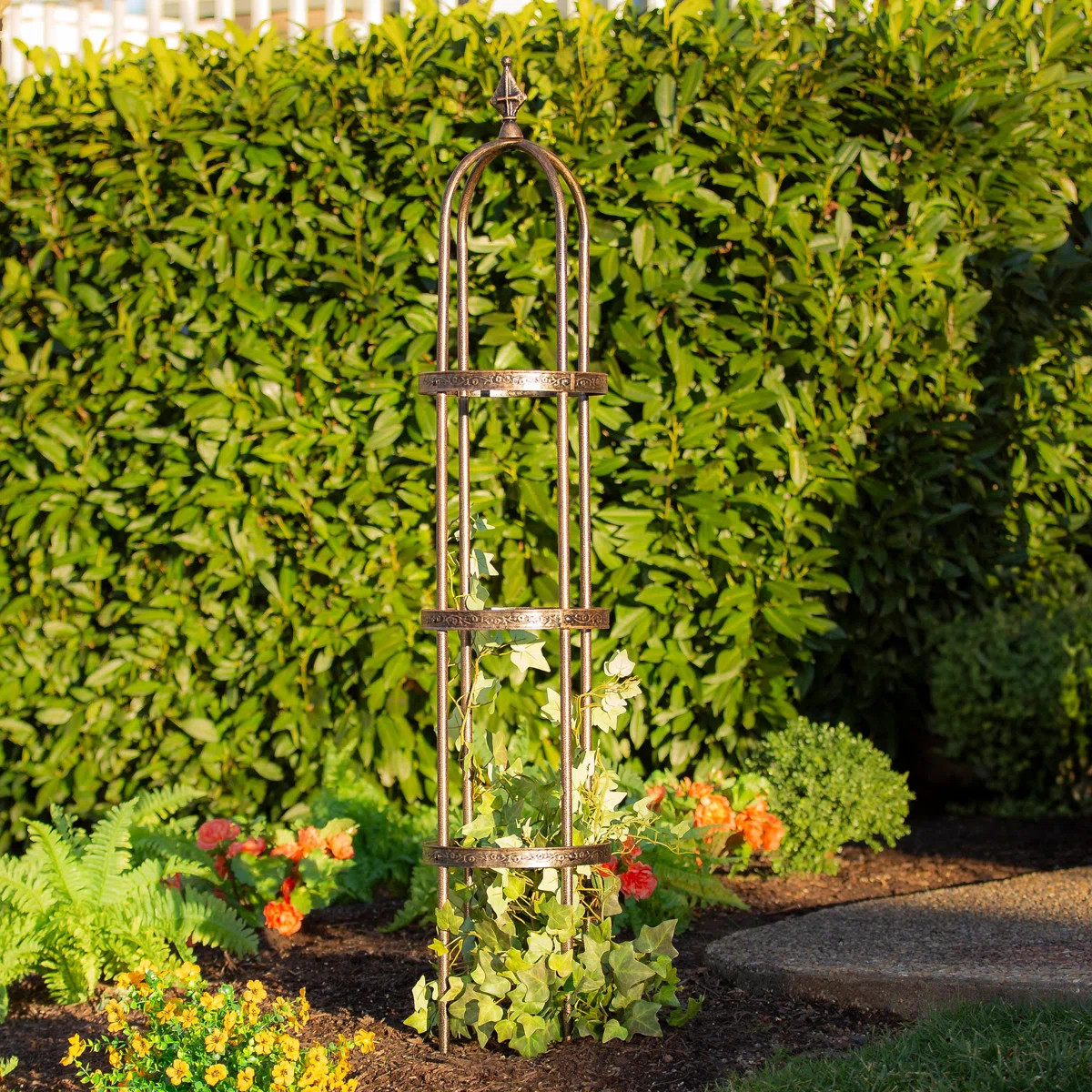 Fleur De Lis Living Meadville 5 ft Powder-Coated Steel Obelisk Planter & Reviews | Wayfair | Wayfair North America